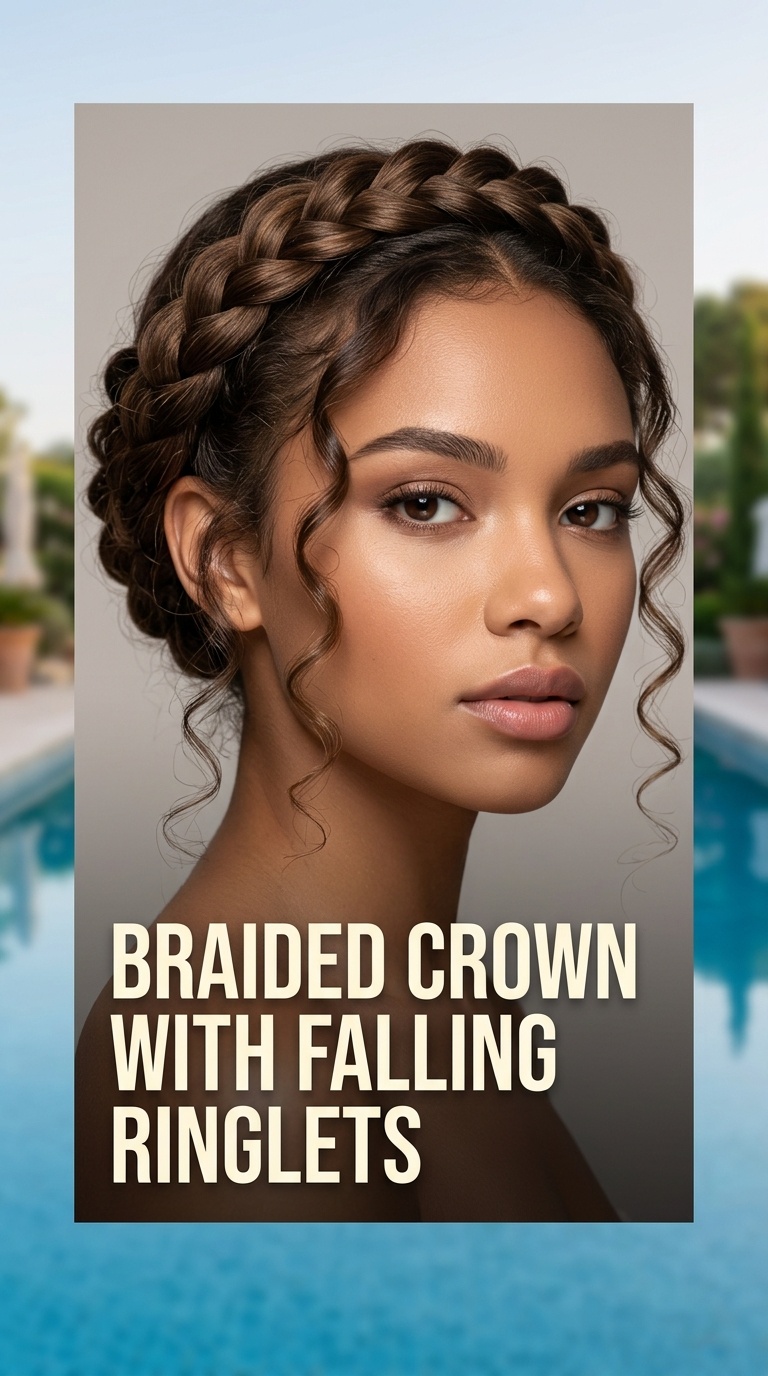 Braided Crown with Falling Ringlets