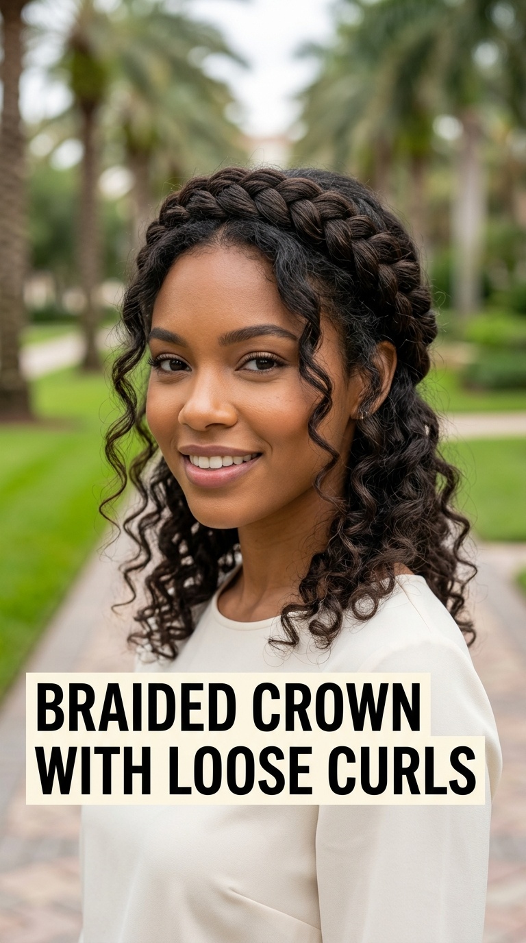 Braided Crown with Loose Curls