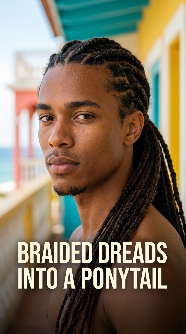 Braided Dreads into a Ponytail