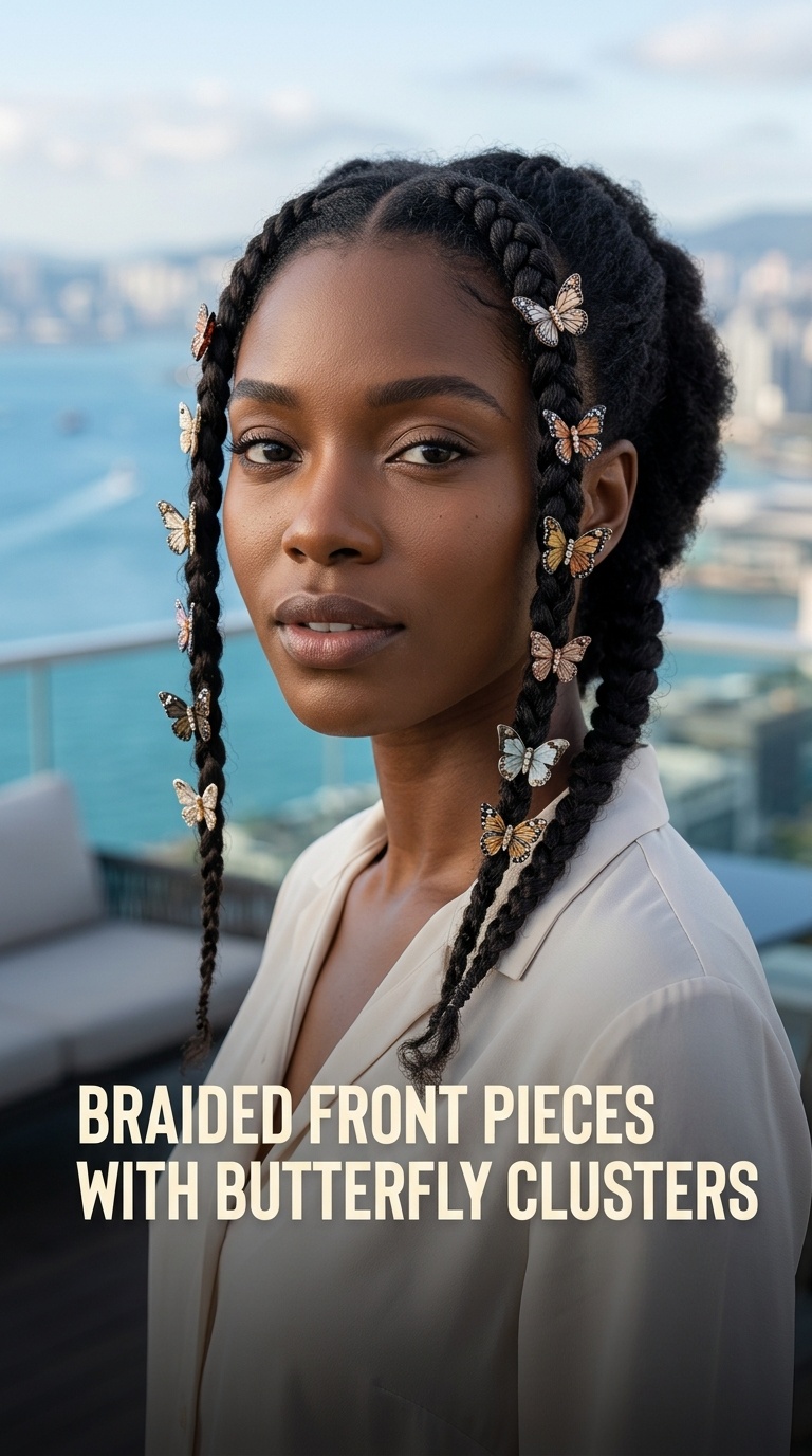 Braided Front Pieces with Butterfly Clusters