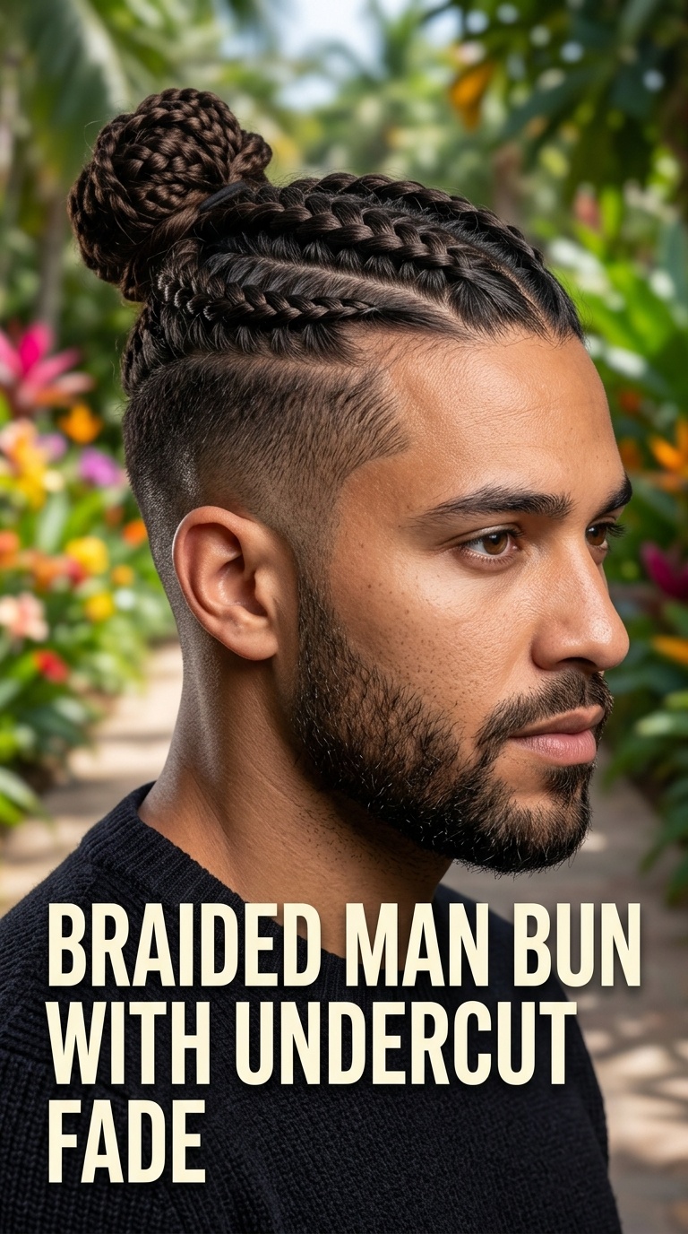 Braided Man Bun with Undercut Fade