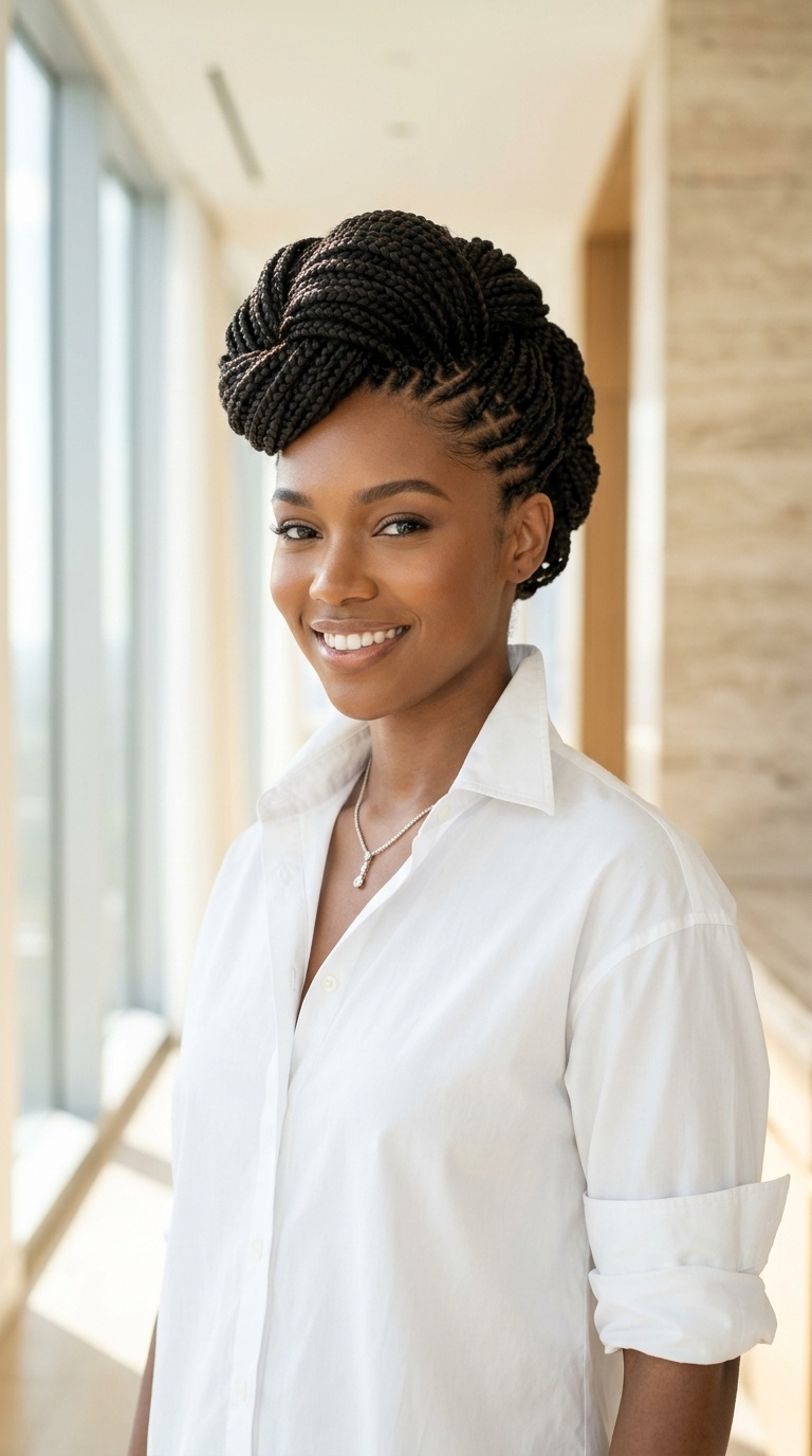 Braided Pompadour Updo Style