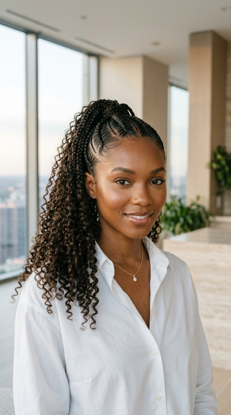 Braided Ponytail With Curly Ends