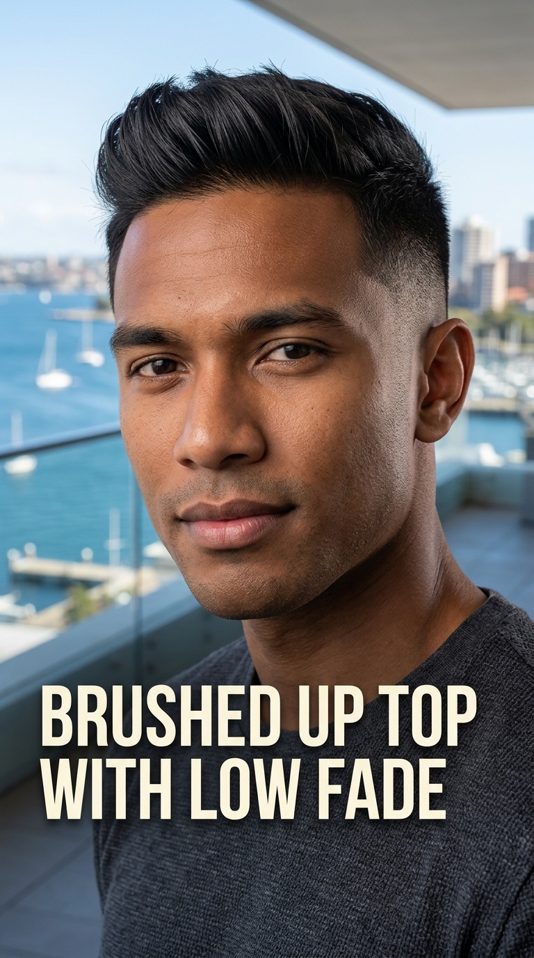 Brushed Up Top with Low Fade