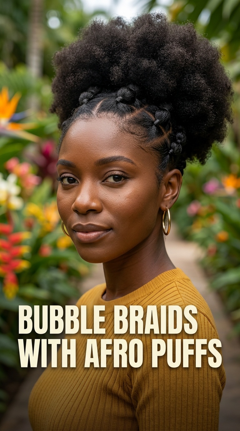 Bubble Braids with Afro Puffs