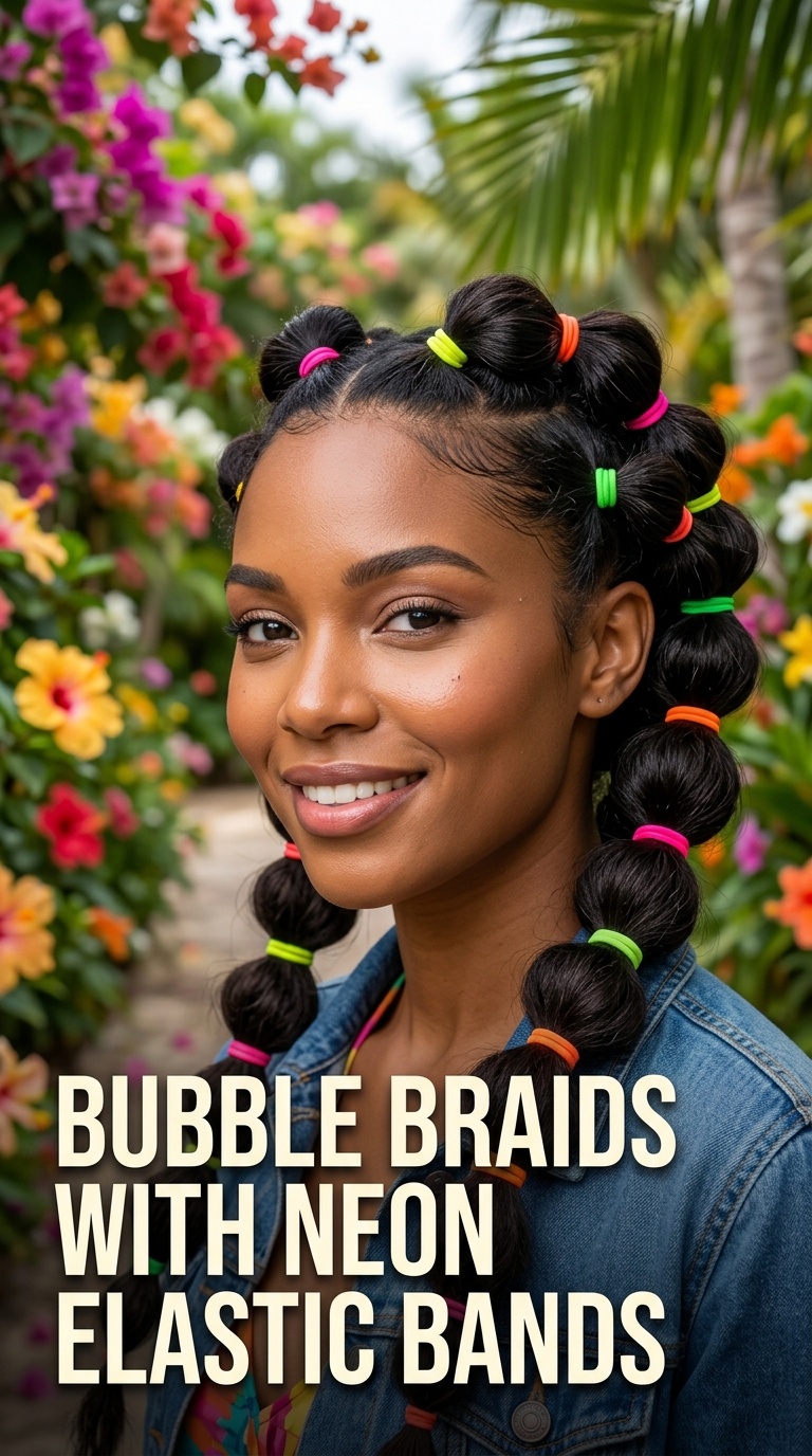 Bubble Braids with Neon Elastic Bands