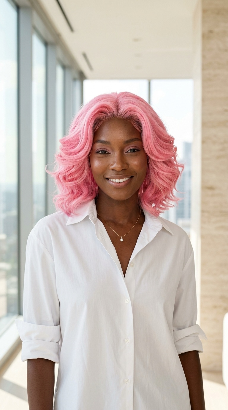 Bubblegum Pink Synthetic Wigs