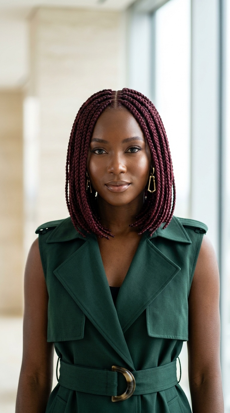 Burgundy Bob Box Braids