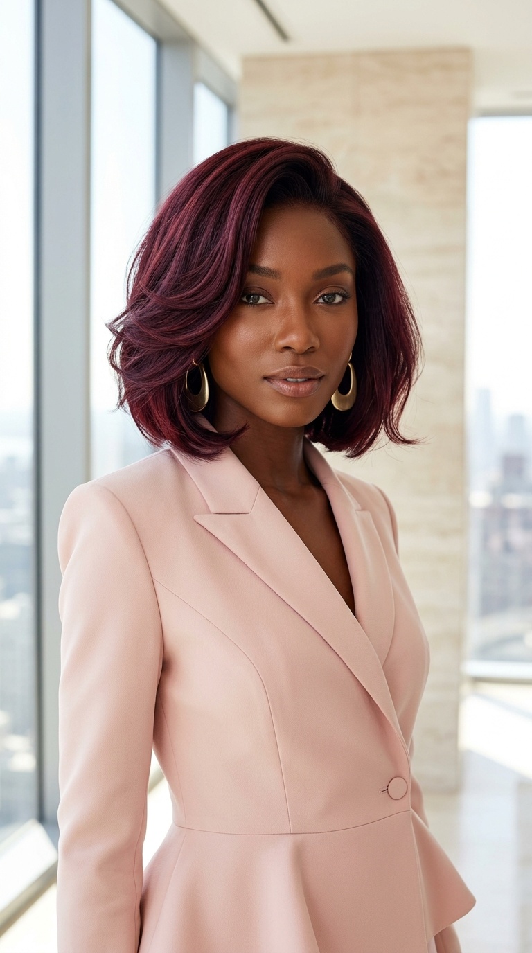 Burgundy Bob Hair Black