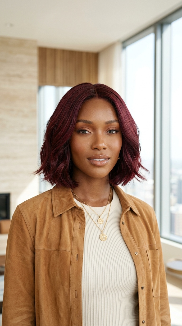 Burgundy Bob Wig For Women