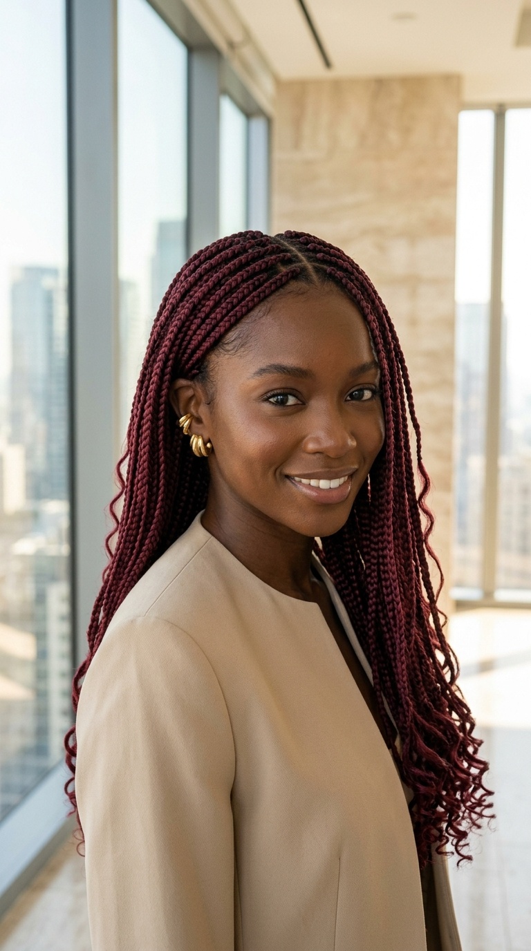 Burgundy Box Braids Small