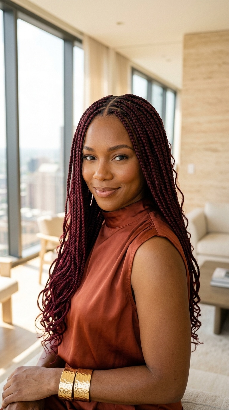 Burgundy Braids Black Women