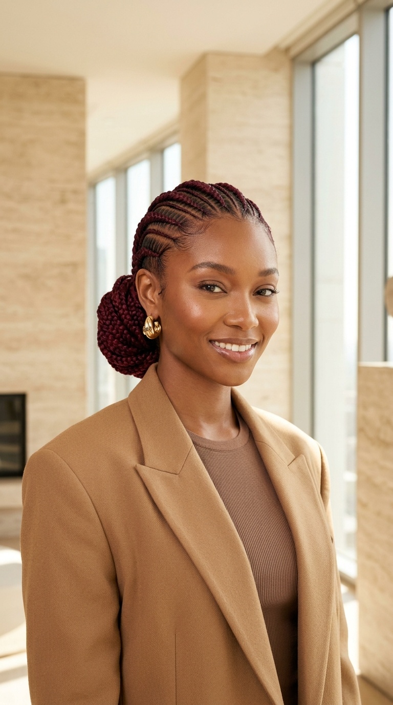 Burgundy Cornrows For Women