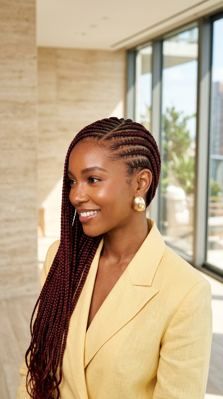 Burgundy Lemonade Braids Side