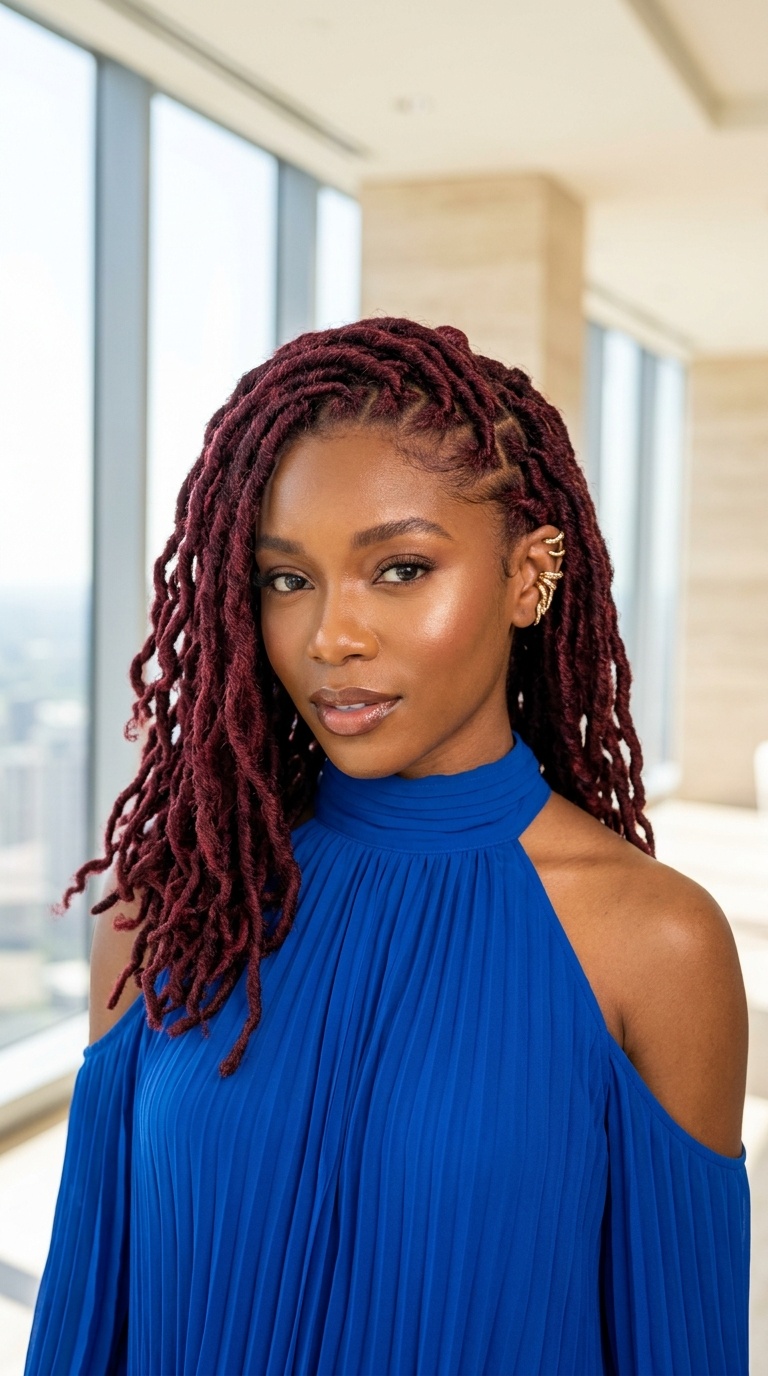 Burgundy Locs For Black Women