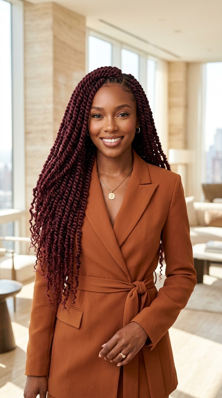 Burgundy Passion Twists Long