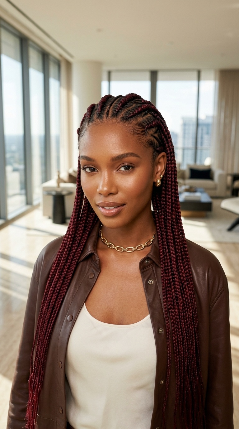 Burgundy Tribal Braids Pattern