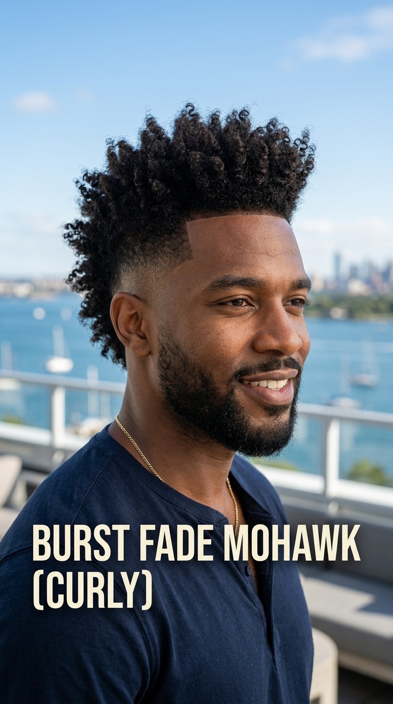 Burst Fade Mohawk (Curly)