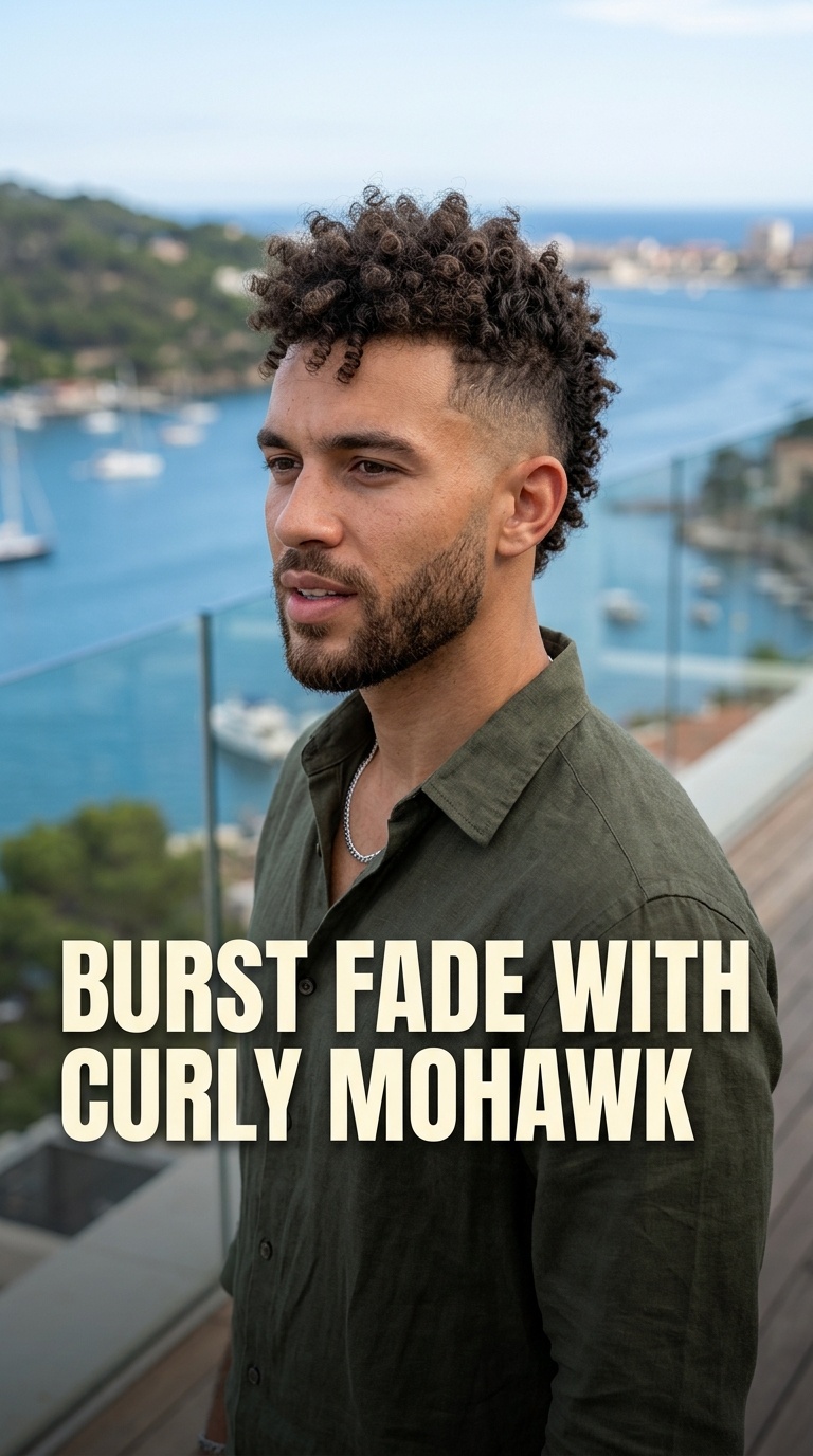 Burst Fade with Curly Mohawk