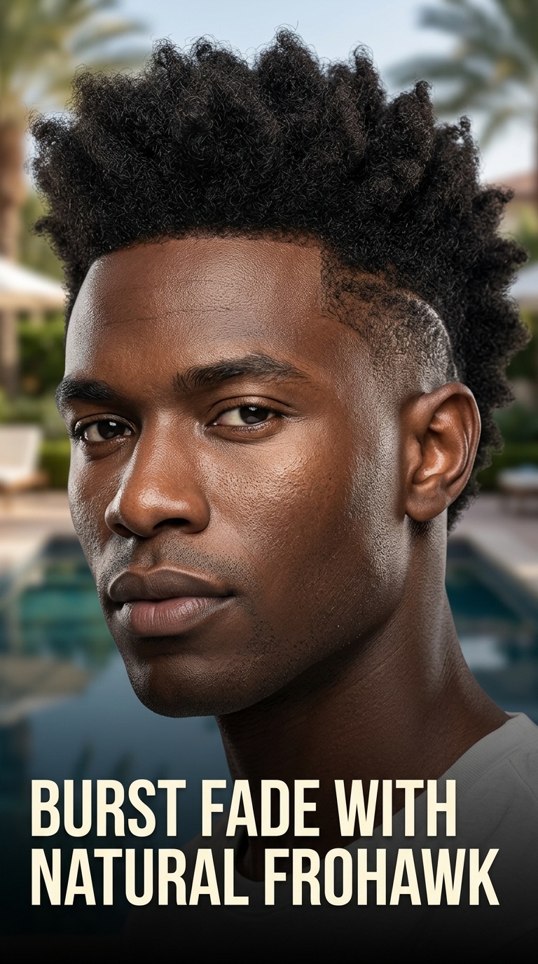 Burst Fade with Natural Frohawk