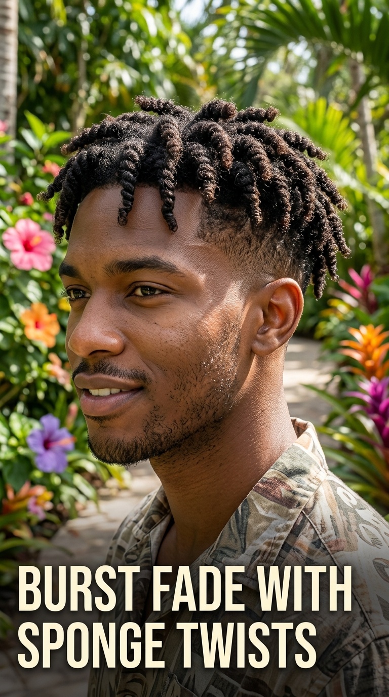 Burst Fade with Sponge Twists