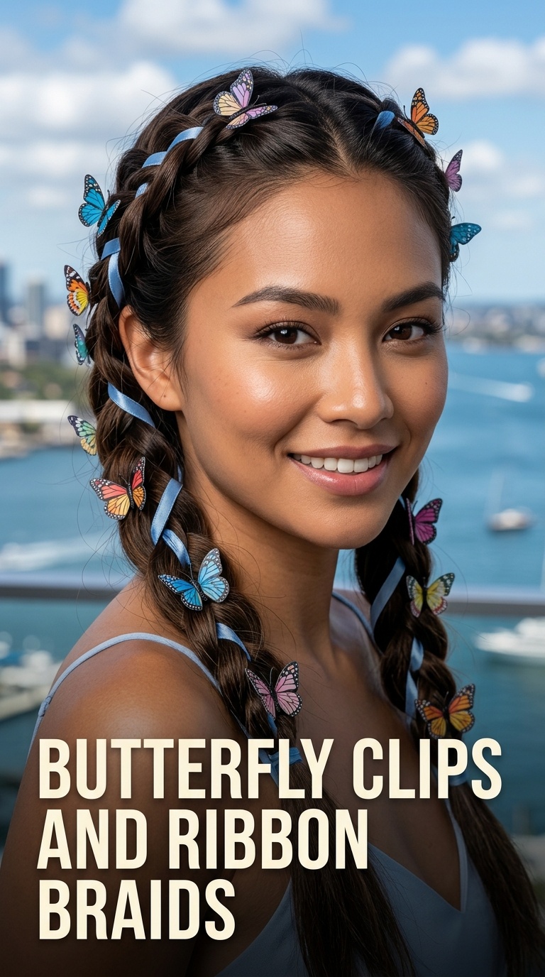 Butterfly Clips and Ribbon Braids