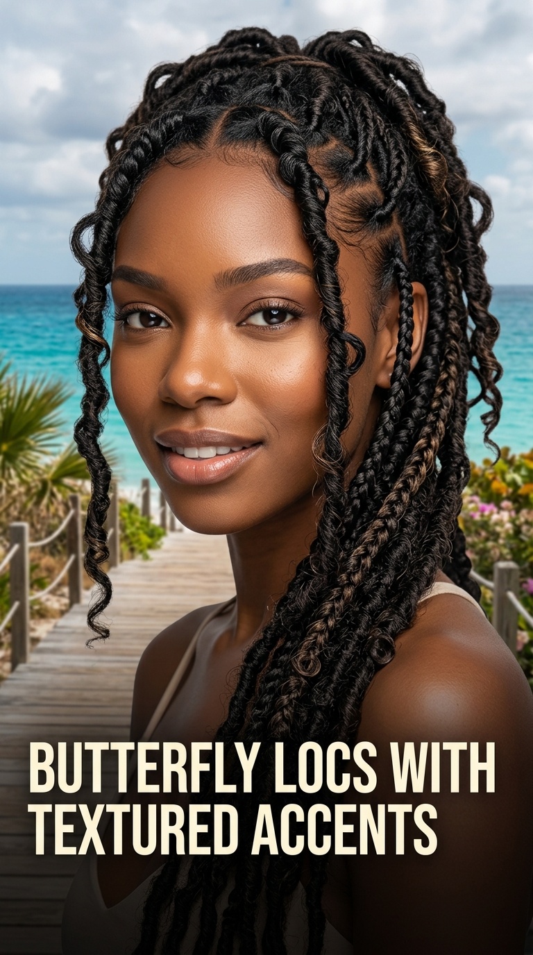 Butterfly Locs with Textured Accents