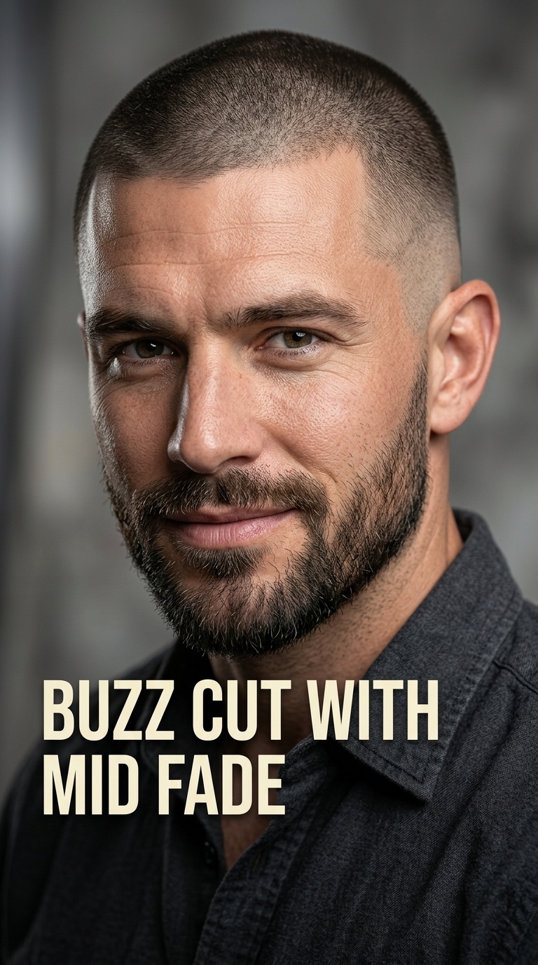 Buzz Cut with Mid Fade