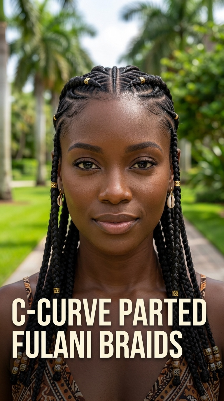 C-Curve Parted Fulani Braids