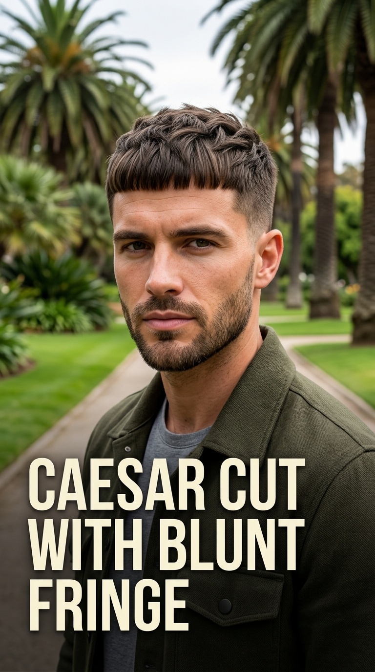 Caesar Cut with Blunt Fringe