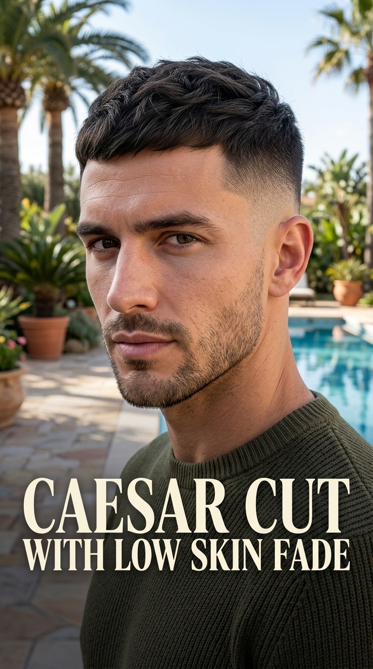 Caesar Cut with Low Skin Fade