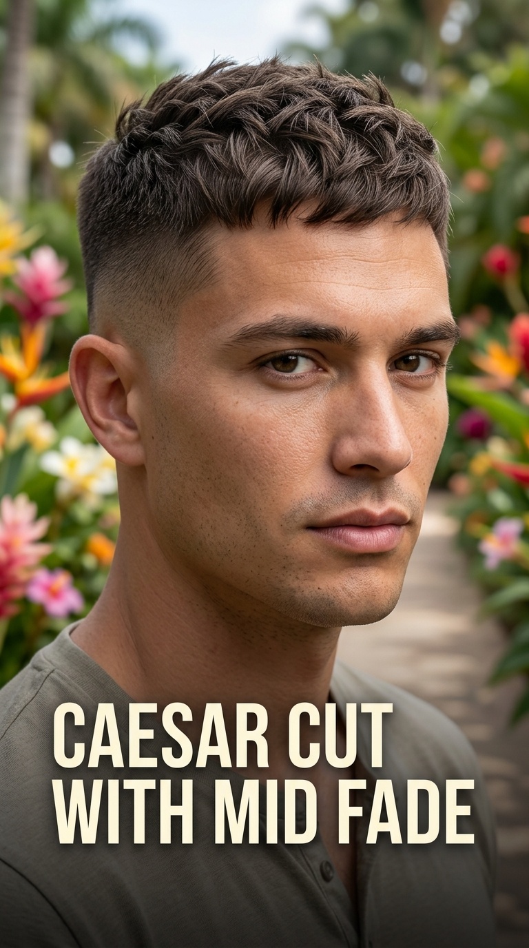 Caesar Cut with Mid Fade