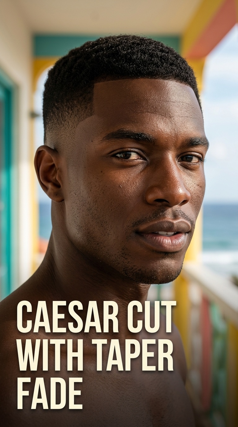 Caesar Cut with Taper Fade
