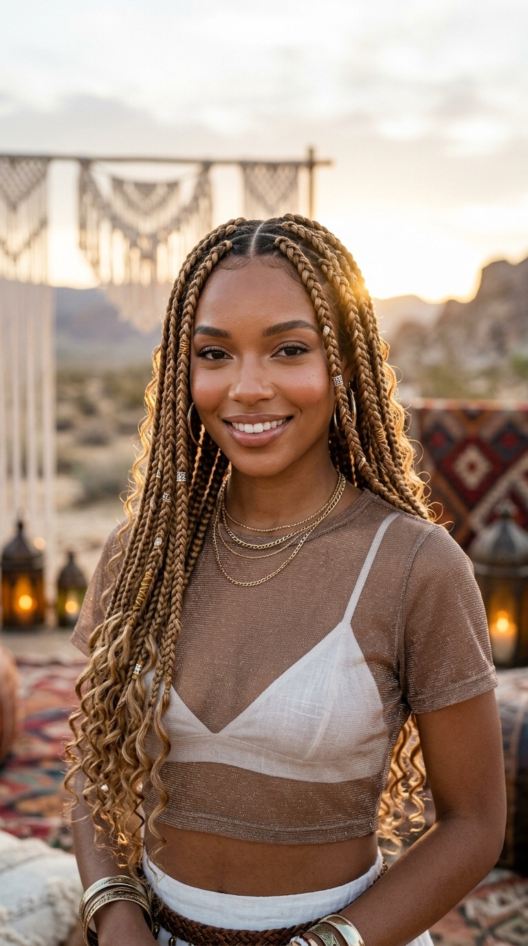 Caramel Blonde Boho Box Braids