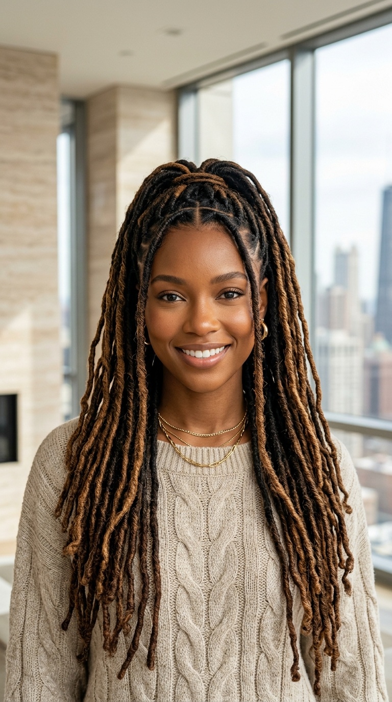 Caramel Highlights On Locs