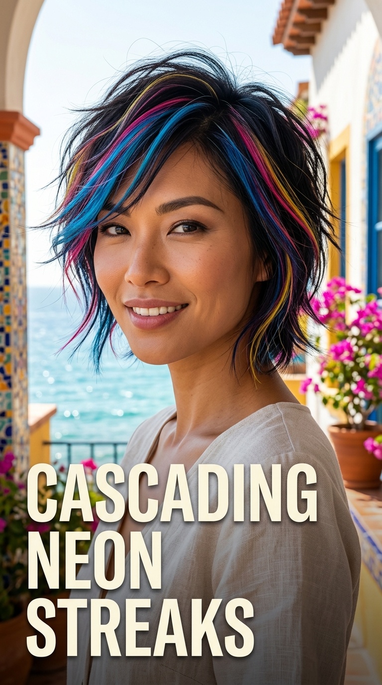 Cascading Neon Streaks