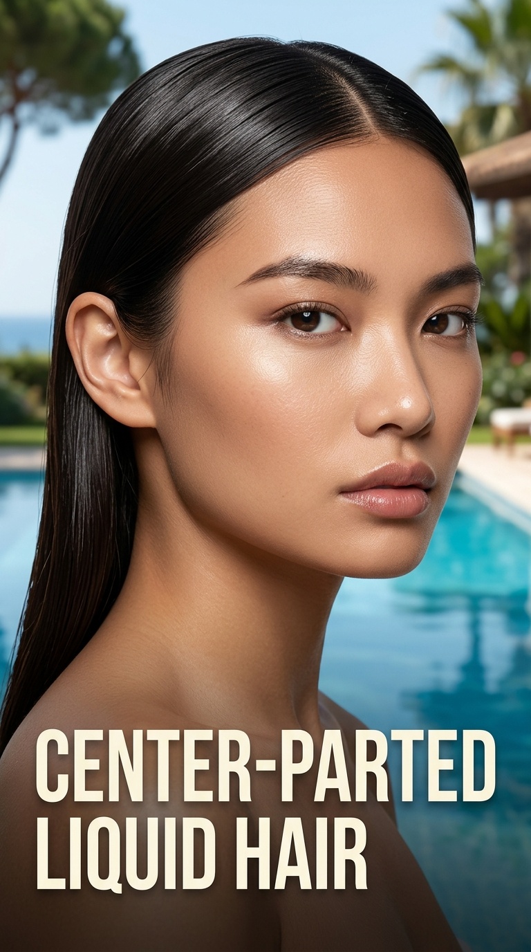 Center-Parted Liquid Hair