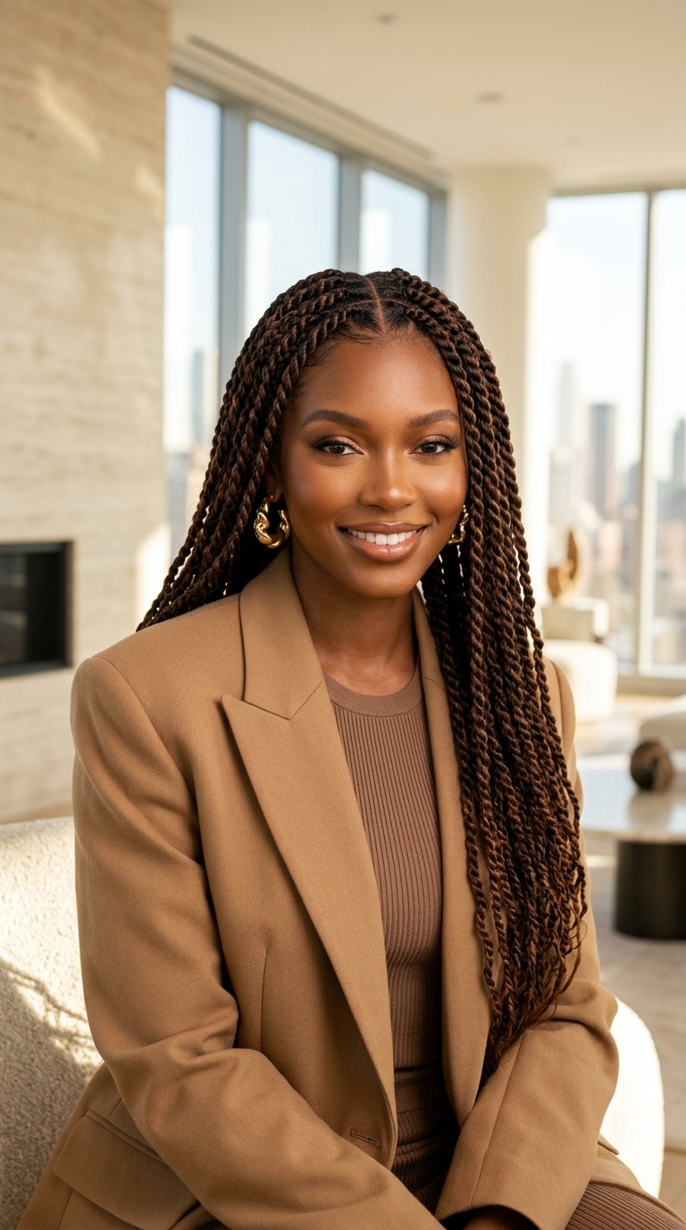 Chestnut Brown Twist Braids