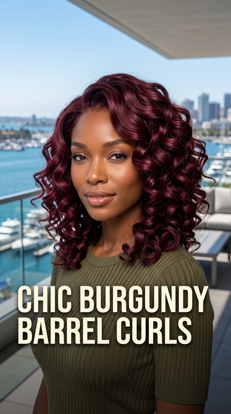 Chic Burgundy Barrel Curls