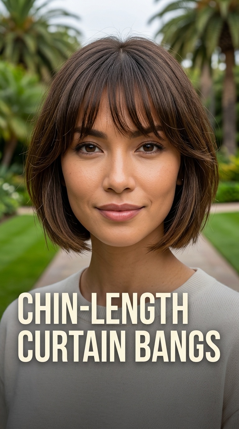 Chin-Length Curtain Bangs