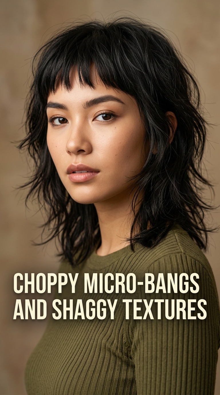Choppy Micro-Bangs and Shaggy Textures
