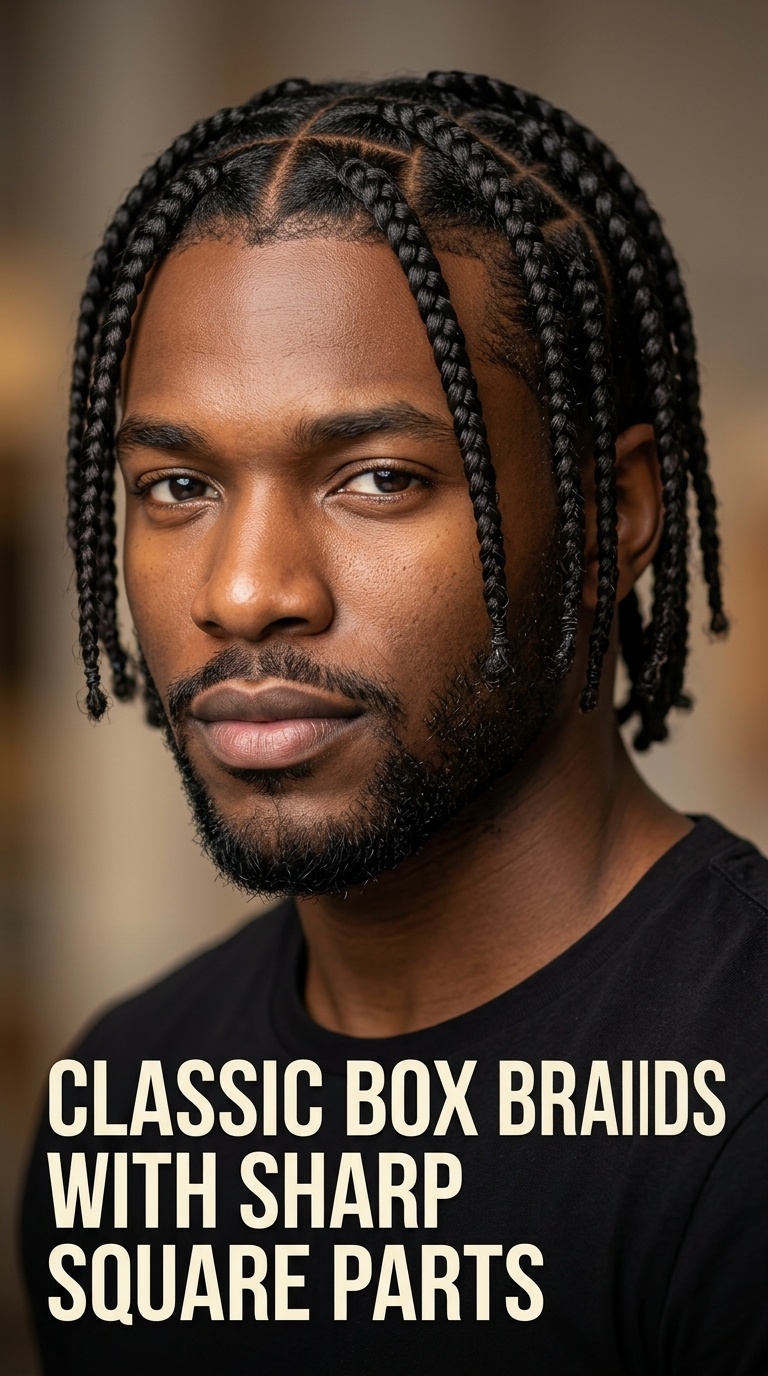 Classic Box Braids with Sharp Square Parts