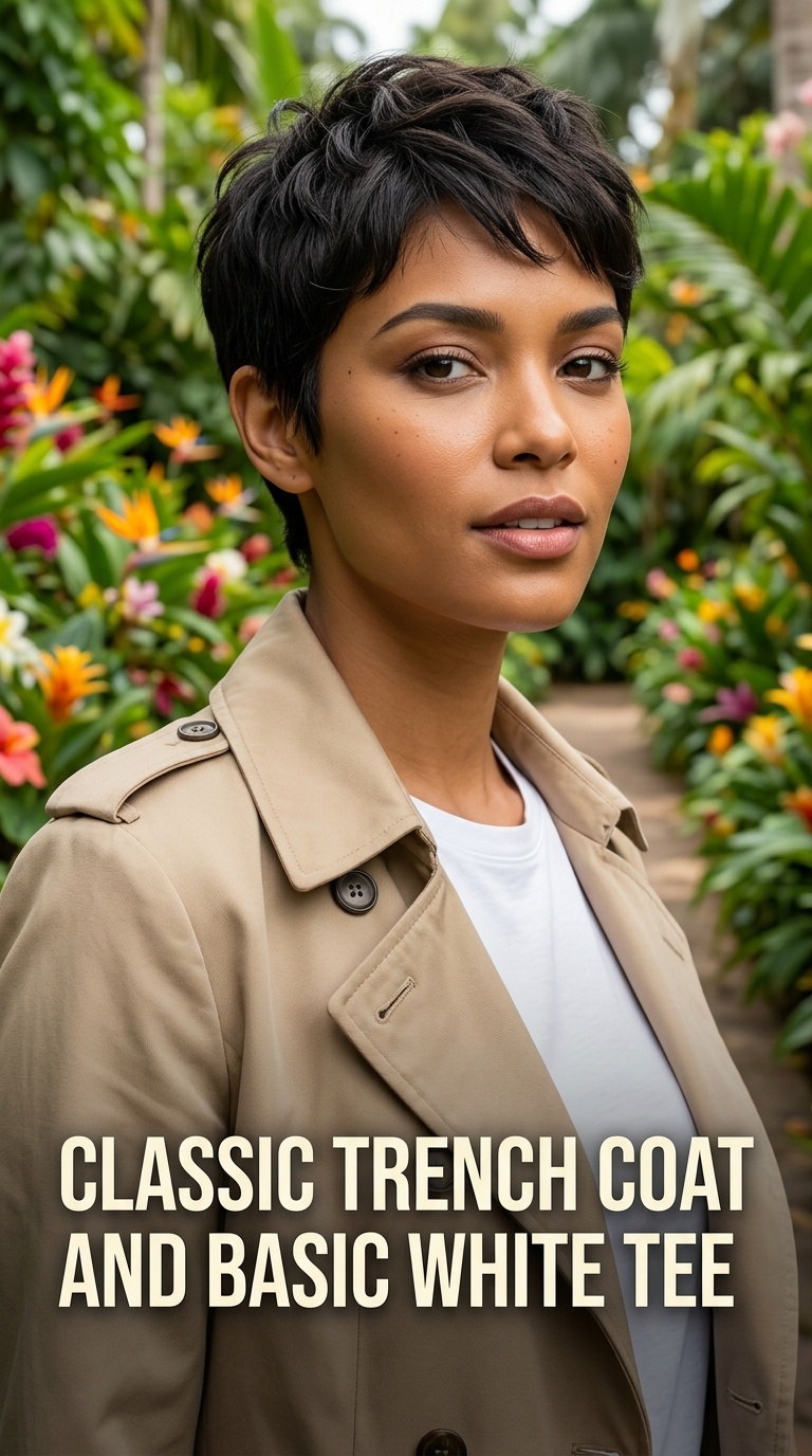Classic Trench Coat and Basic White Tee