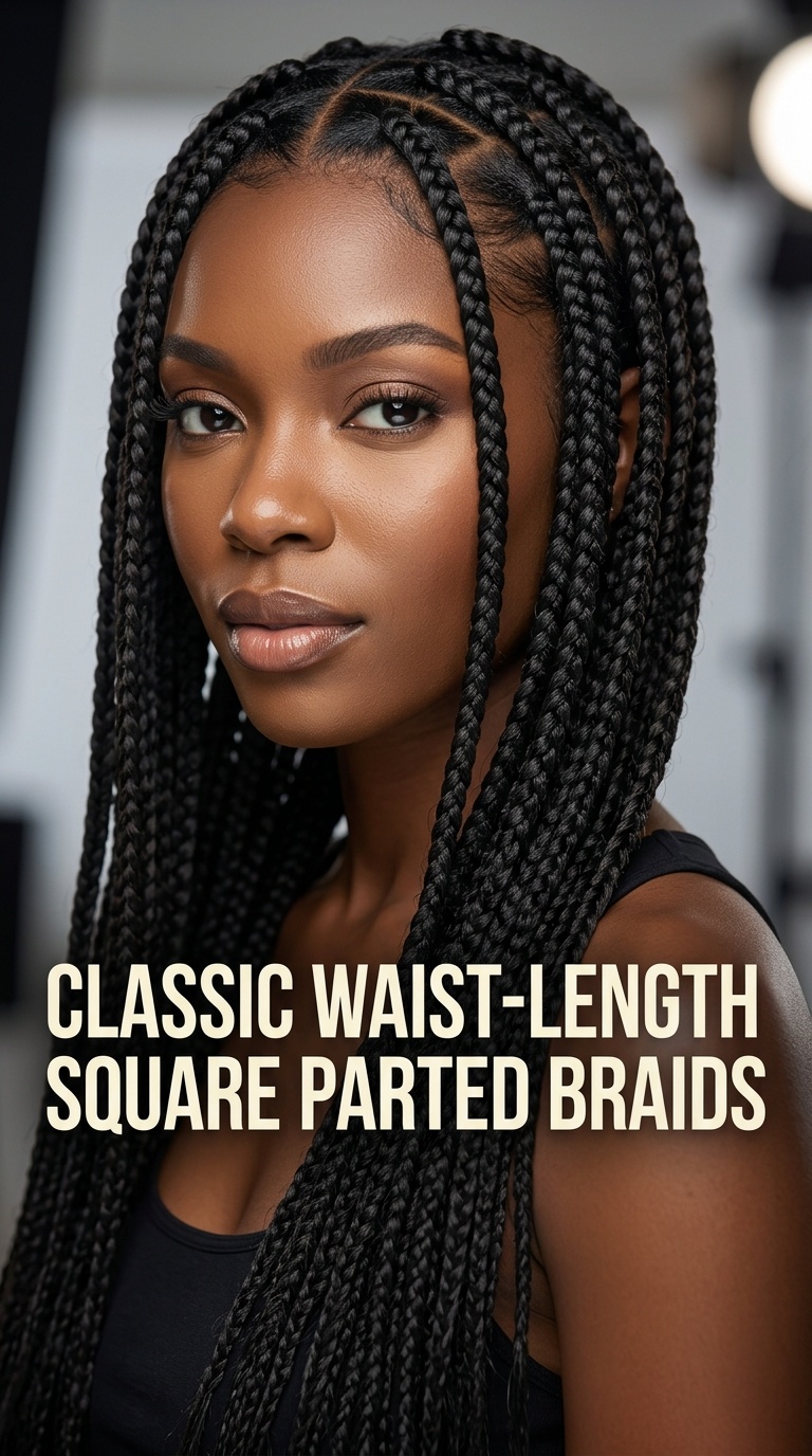 Classic Waist-Length Square Parted Braids