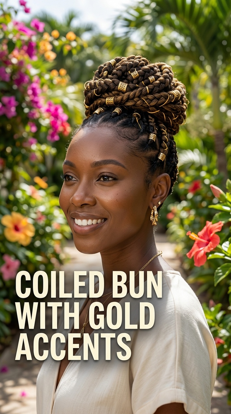 Coiled Bun with Gold Accents