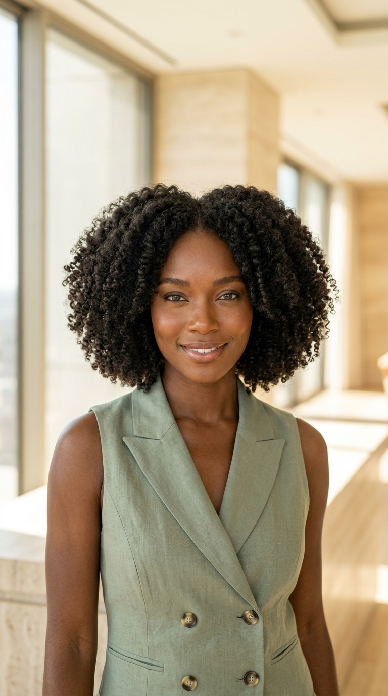 Coiled Natural Hair Fluffy Bob