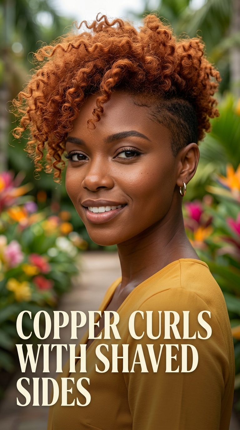 Copper Curls with Shaved Sides