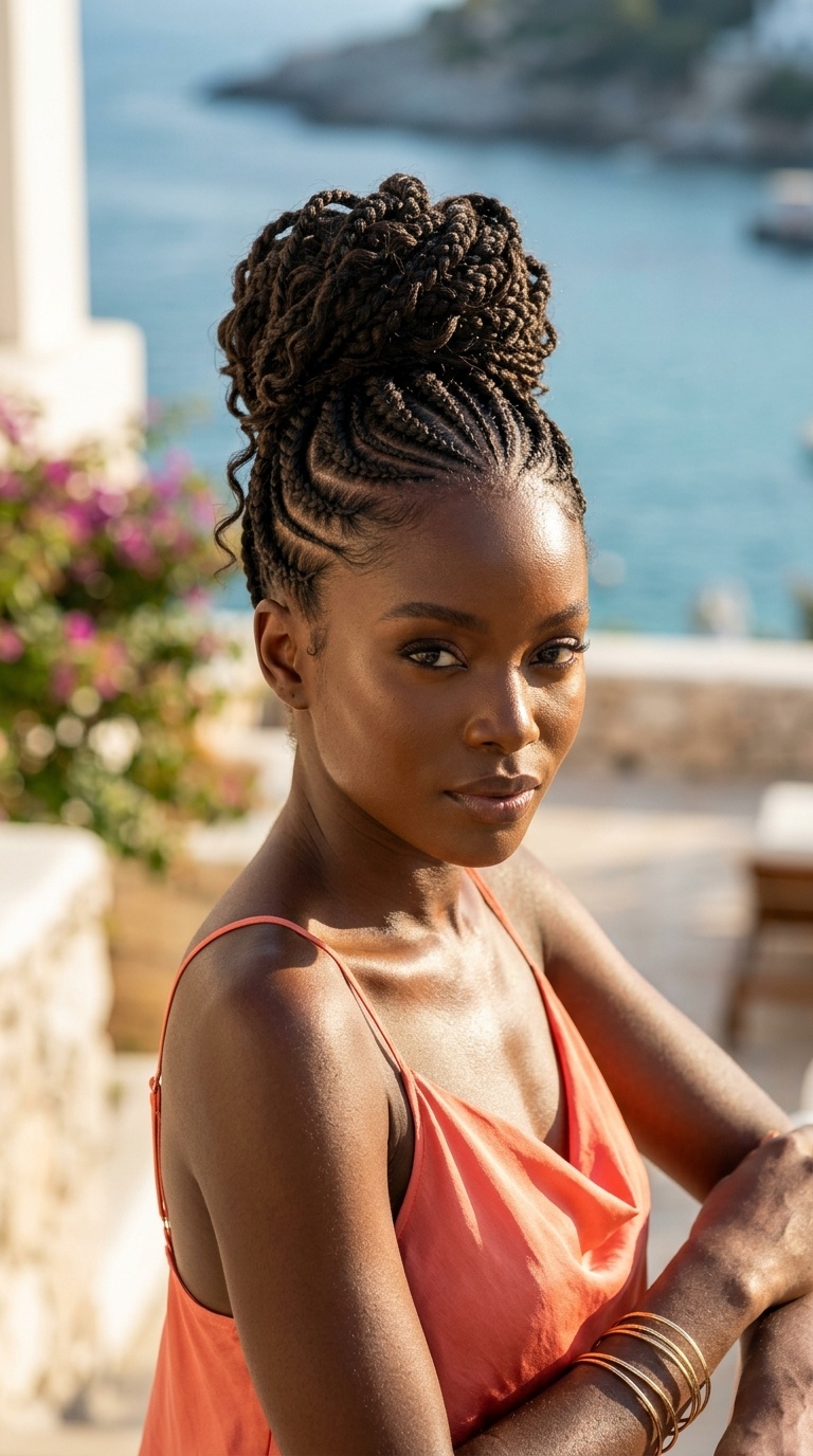 Cornrow Updo Braids For Summer