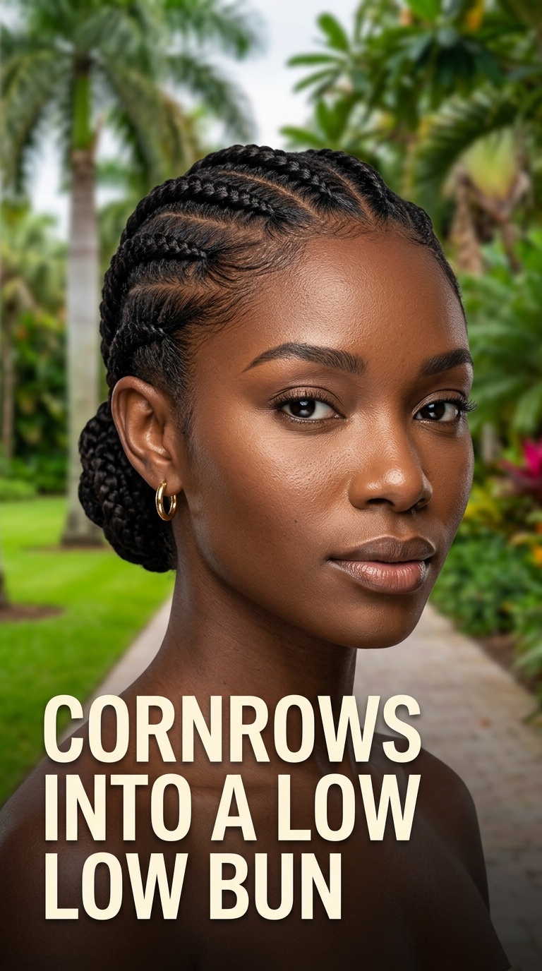Cornrows into a Low Bun