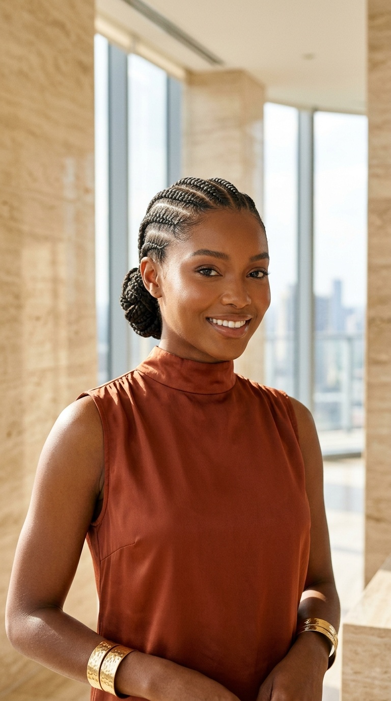 Cornrows Into Low Bun
